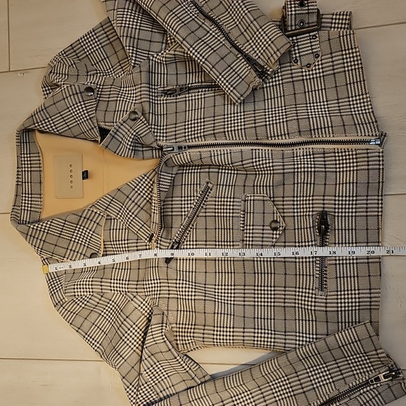 Blank NYC Glen Neutral Plaid Moto Jacket Size Large - Picture 5 of 10